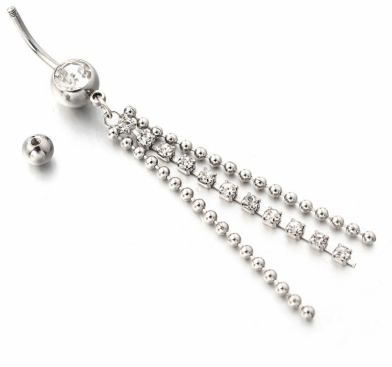 European and American fashion tassel temperament Diamond-embedded navel ring navel nail claw chain wave bead chain navel ring  supply - Image 5