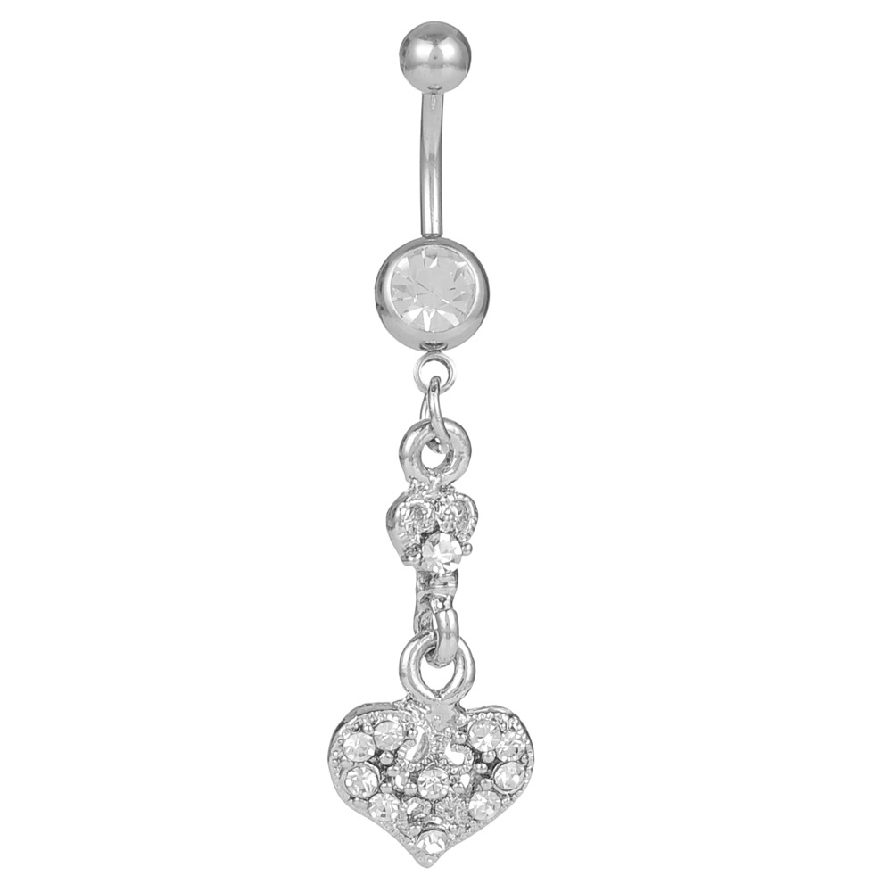 European and American diamond-embedded love navel ring navel nail belly dance puncture jewelry - Image 5