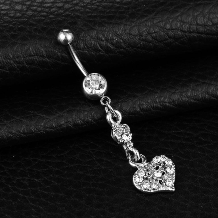 European and American diamond-embedded love navel ring navel nail belly dance puncture jewelry