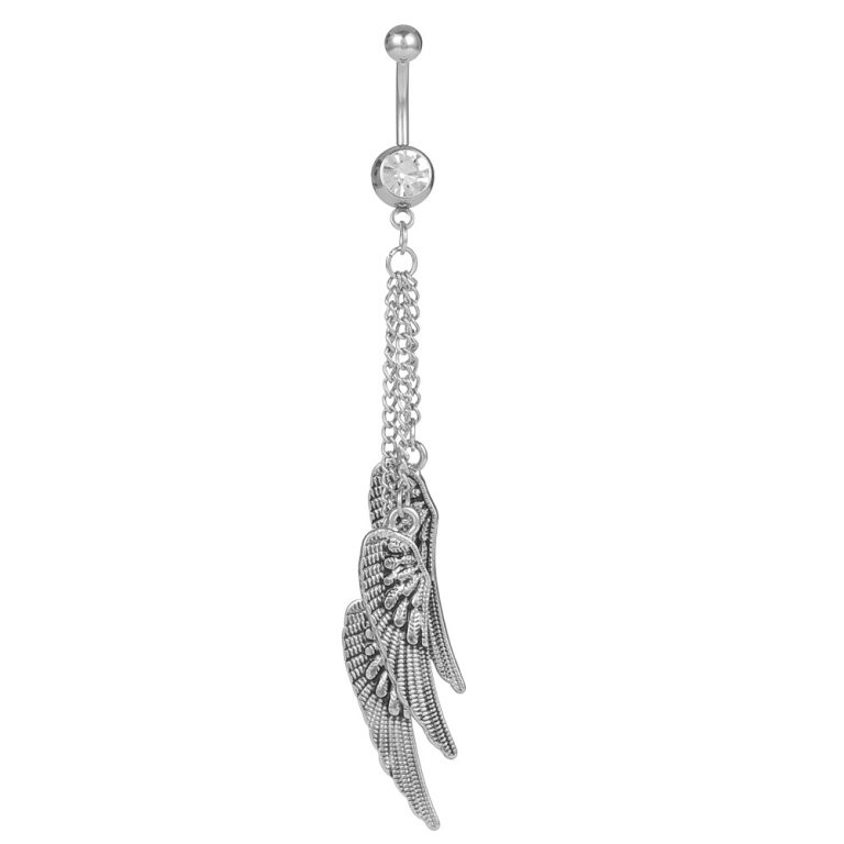 Hot Selling Foreign trade jewelry leaves environmental protection wings navel buckle navel ring double feather navel ring belly dance jewelry