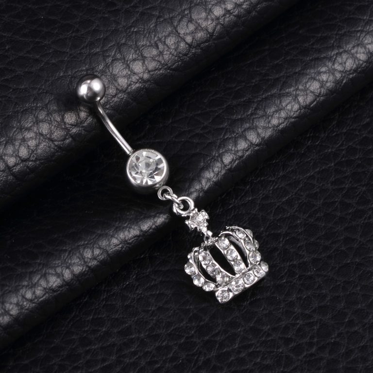 products hot selling body piercing jewelry European and American diamond-embedded Crown navel ring navel nail - Image 3