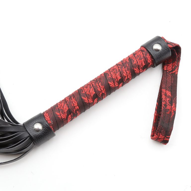 Adult products men's and women's temperate toys health care products black leather red silk handle whip whip - Image 6