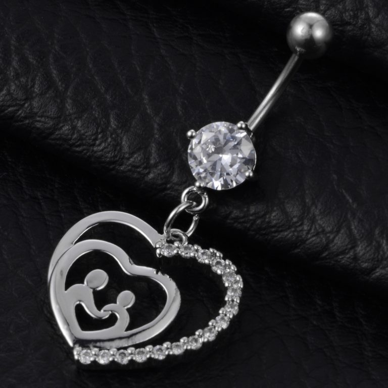 zircon navel ring environmental protection navel nail peach heart-shaped inlaid zircon navel ring piercing jewelry navel manufacturer - Image 4