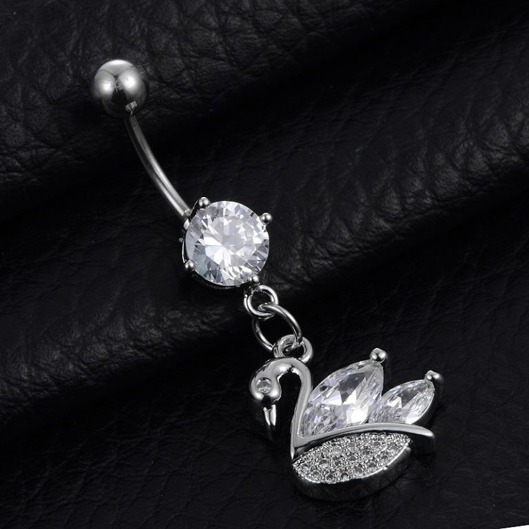 Hot Swan Navel Ring Environmental Protection Umbilical Nail Zircon Navel Ring Piercing Jewelry Navel Ring  Direct Sale
