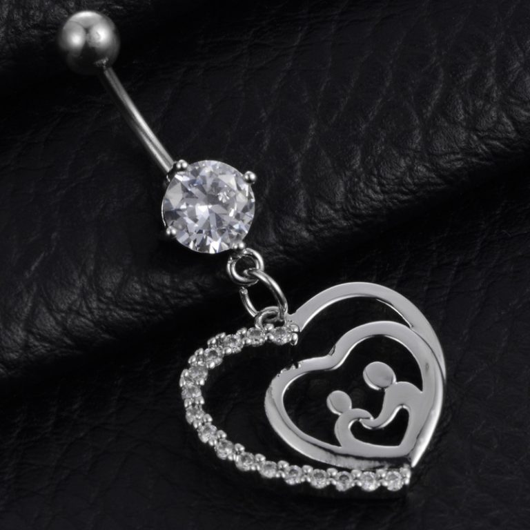 zircon navel ring environmental protection navel nail peach heart-shaped inlaid zircon navel ring piercing jewelry navel manufacturer
