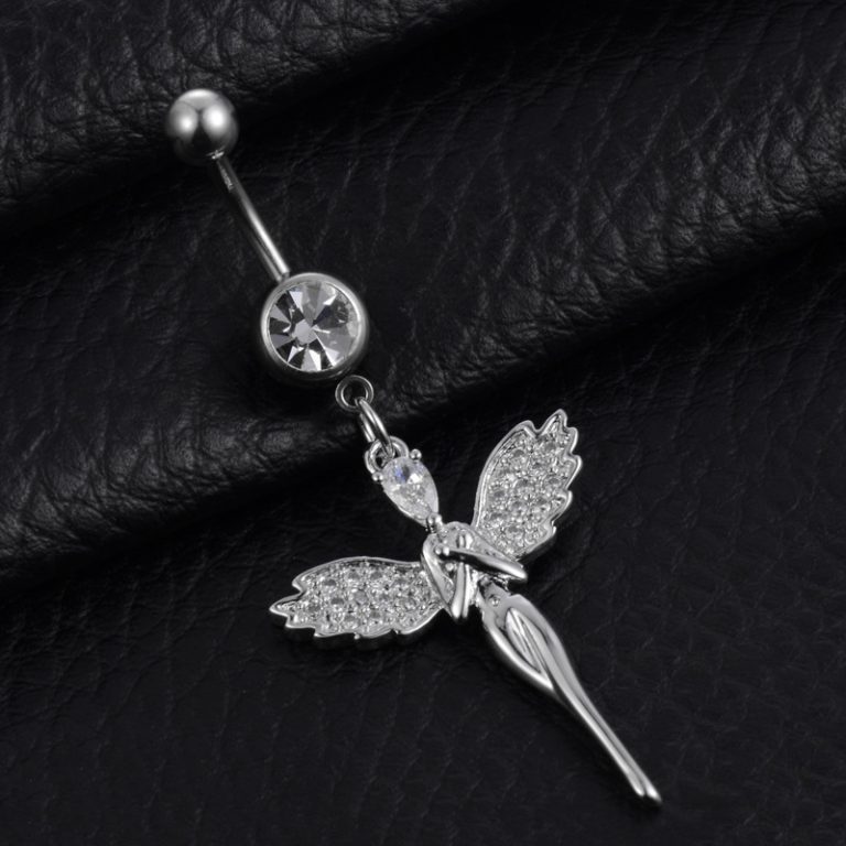 new body piercing jewelry Angel mermaid AAA zircon navel ring
