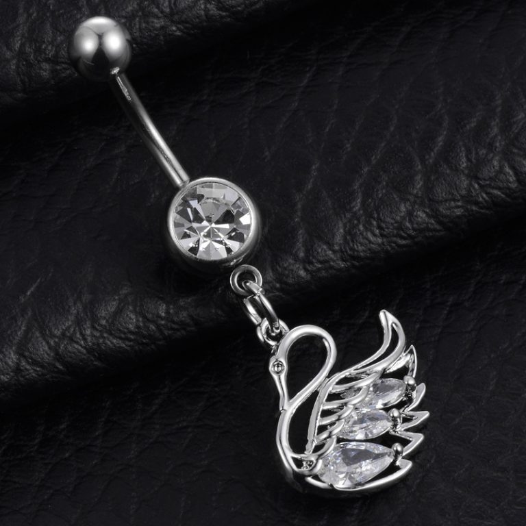 hot selling puncture jewelry environmental protection material inlaid zircon goose navel ring navel nail belly dance jewelry manufacturer