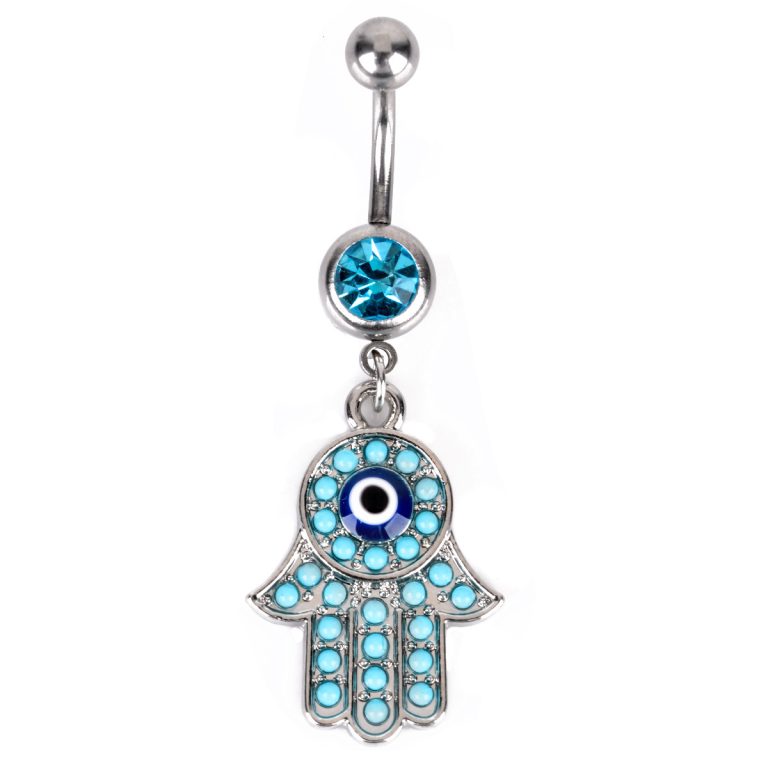 Turquoise Diamond anchor owl Buddha hand combination suit navel ring navel nail navel ornaments