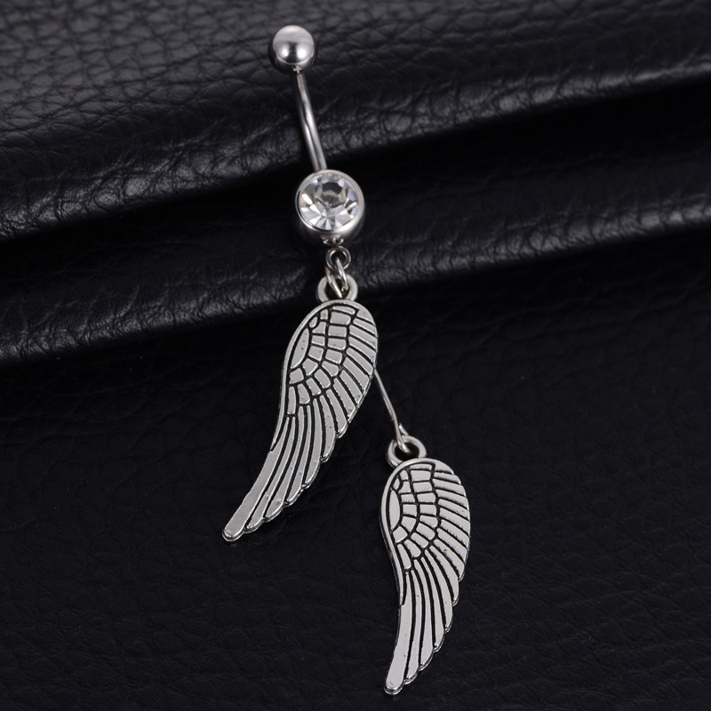 Direct European and American fashion puncture jewelry wings feather navel ring navel nail  origin supply