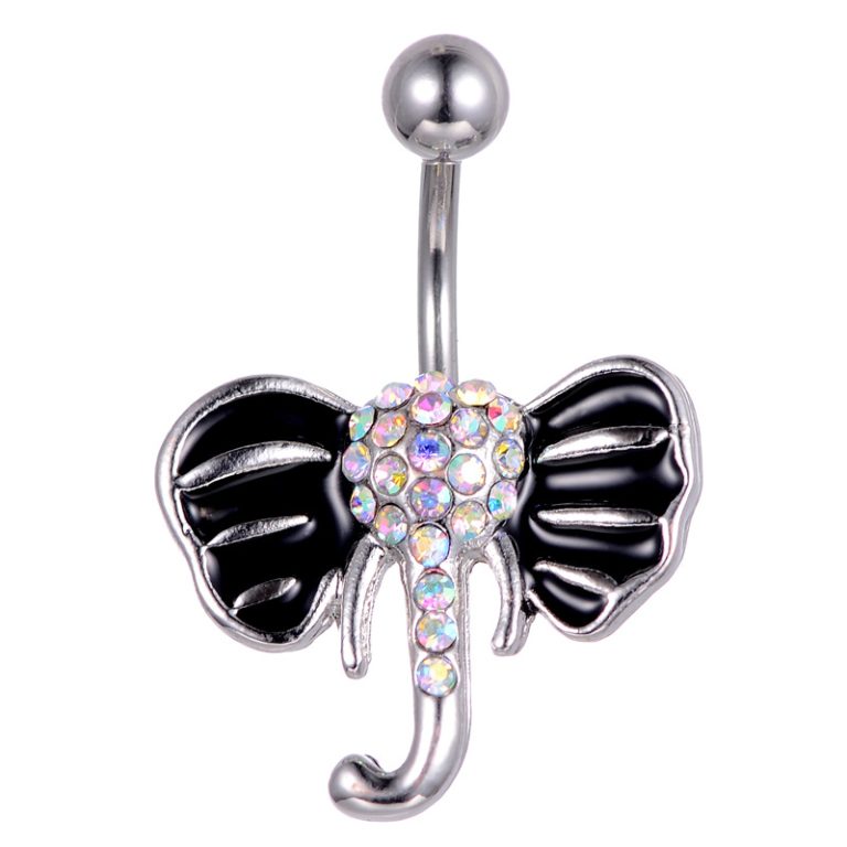 new fashion puncture jewelry fixed European and American diamond-embedded elephant navel ring navel nail