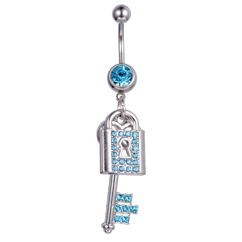 of human body puncture jewelry lock key belly button ring belly button nail hot  supply stable