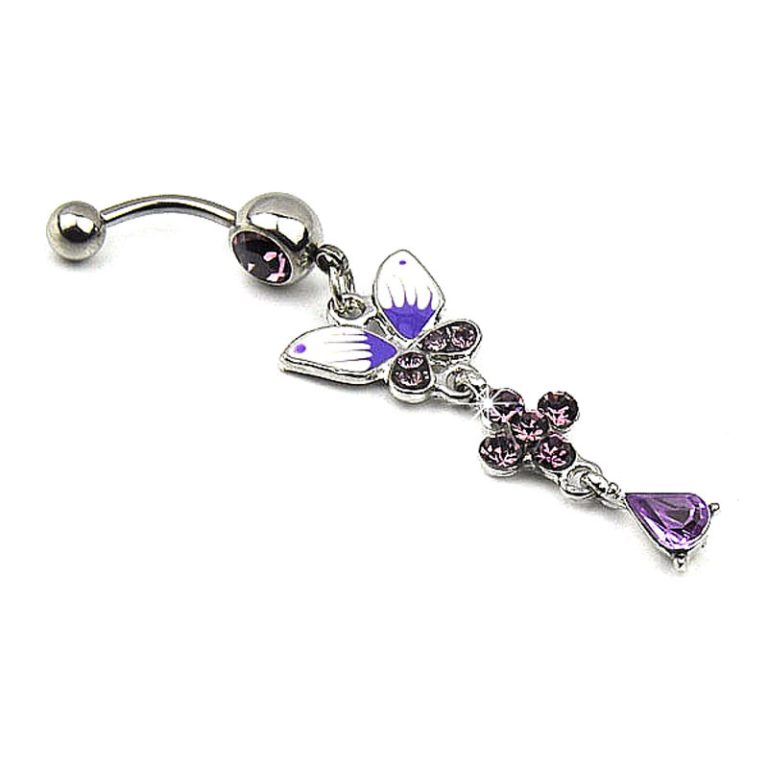 selling popular European and American fashion puncture jewelry purple butterfly navel ring navel nail navel buckle