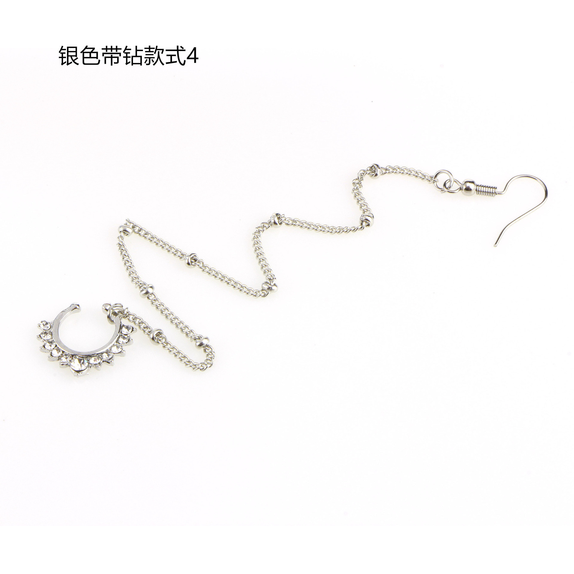 European and American piercing jewelry U word fan-shaped chain nose ring fake nose ring chain chain earrings nose chain - Image 7