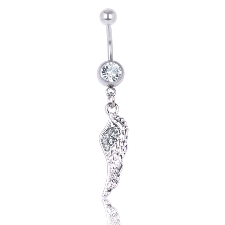 European and American diamond piercing jewelry feather navel ring wings navel nail navel buckle - Image 3