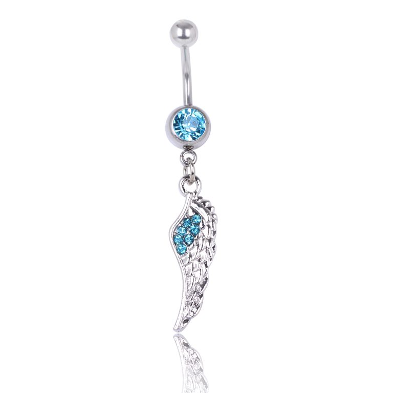 European and American diamond piercing jewelry feather navel ring wings navel nail navel buckle - Image 6