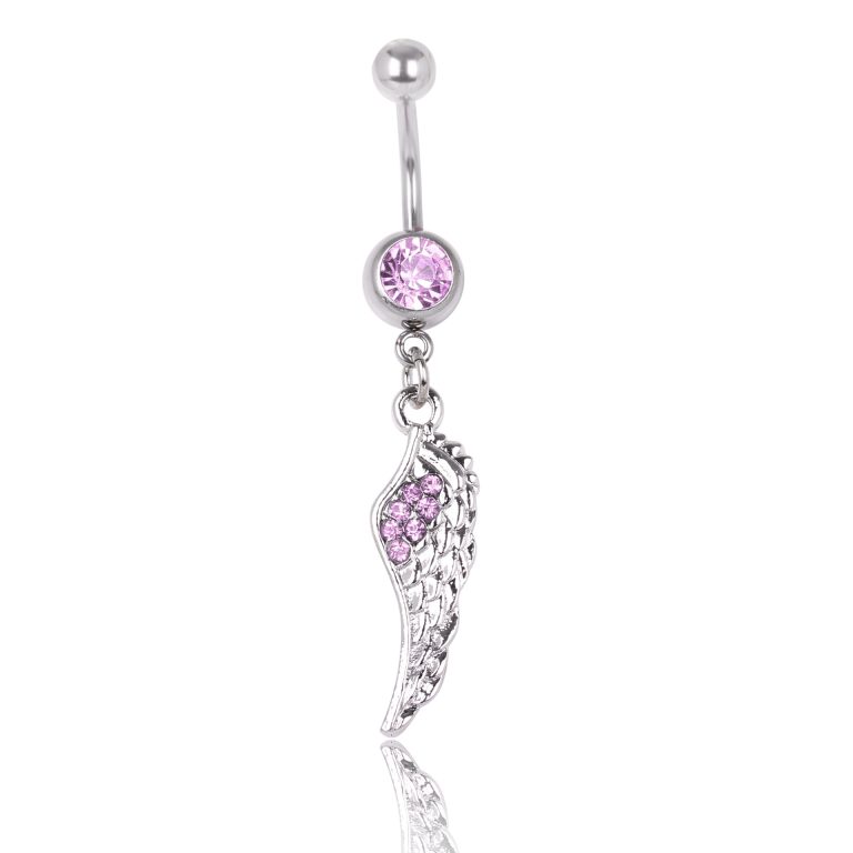 European and American diamond piercing jewelry feather navel ring wings navel nail navel buckle - Image 5
