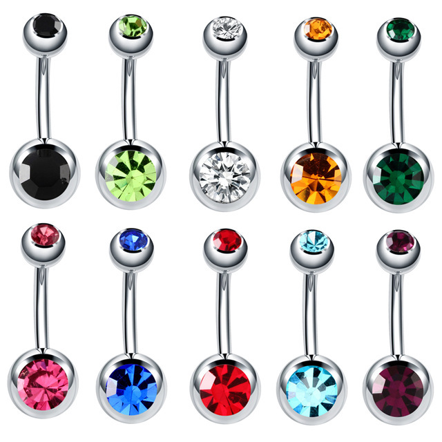 316 stainless steel umbilical ring umbilical nail earring basic nail double drill thick rod