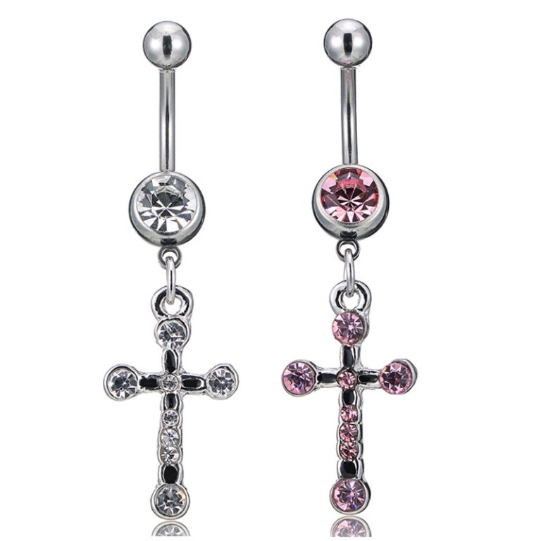 puncture navel ornaments Diamond Cross navel ring navel nail