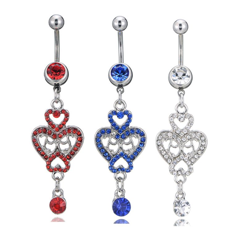New Fashion puncture jewelry diamond heart-shaped navel ring navel nail creative navel jewelry
