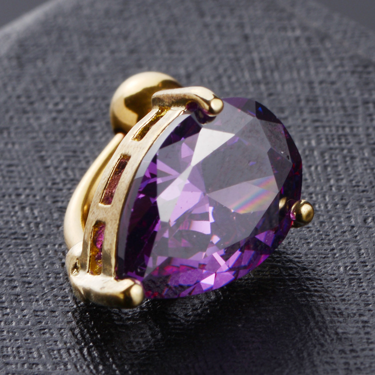 Hot Sale European and American stainless steel puncture jewelry water drop zircon navel ring navel navel buckle - Image 4