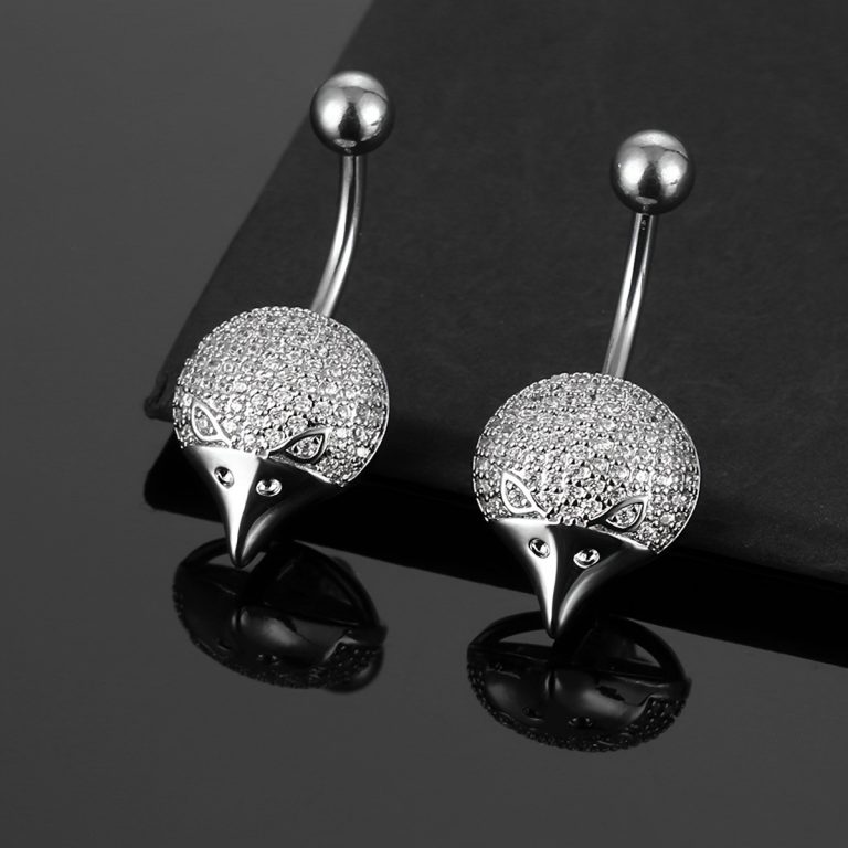 Europe and the United States cross-border retro hot selling hedgehog shape animal copper inlaid zircon belly button ring belly button puncture jewelry - Image 3