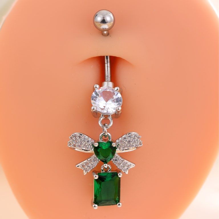 Fashion Diamond-encrusted Shiny Navel Nail Body Piercing Navel Jewelry Bow Stainless Steel Navel Nail - Image 3