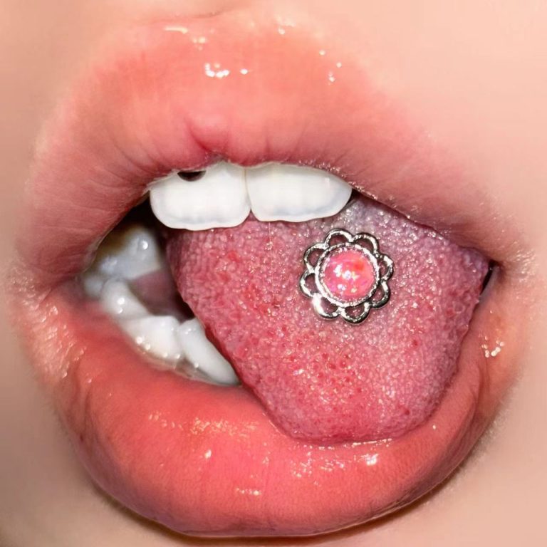 Plum blossom imitation Aobao tongue nail stainless steel tongue decoration new human body piercing jewelry