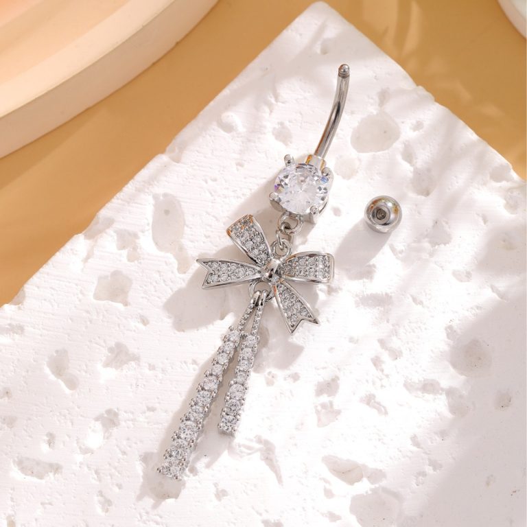 New Creative Bow Navel Nail High Temperament Diamond-encrusted Shining Navel Nail Fashion Body Piercing Jewelry - Image 4