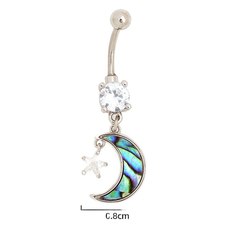 Factory Direct creative personality fashion moon navel buckle copper white stone inlaid niche pendant cute jewelry accessories for women