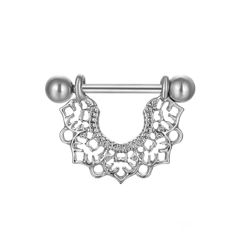 Cross-border electroplating flower nipple stainless steel puncture jewelry nipple ring electroplating nipple ring clip factory direct supply - Image 4