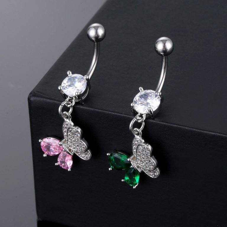 New AliExpress inlaid AAA zircon Color Butterfly belly button ring body piercing jewelry - Image 3