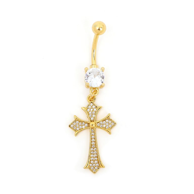 Cross-border European and American retro cross navel buckle creative high-grade personality copper zircon Diamond-embedded navel nail female wholesale - Image 6