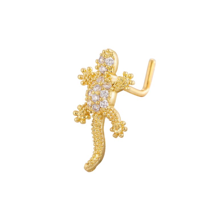 European and American fashion copper inlaid zircon body piercing nose star gecko nose nail - Image 10