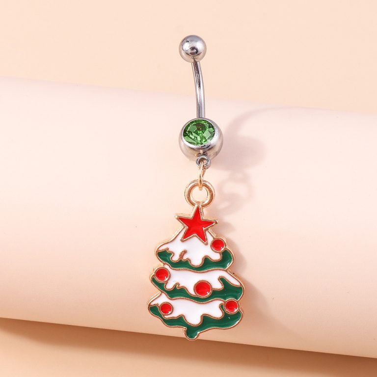 Europe and the United States cross-border ornaments Christmas decoration ornaments Santa Claus navel nail elk Christmas tree navel ring - Image 5