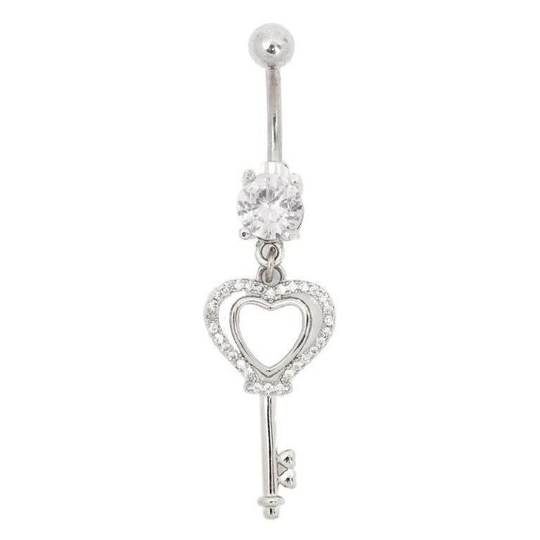 Amazon New Love Key Umbilical Buckle Copper Hao Stone Inlaid Umbilical Nail Fashion Personality High-end Umbilical Ornaments for Women