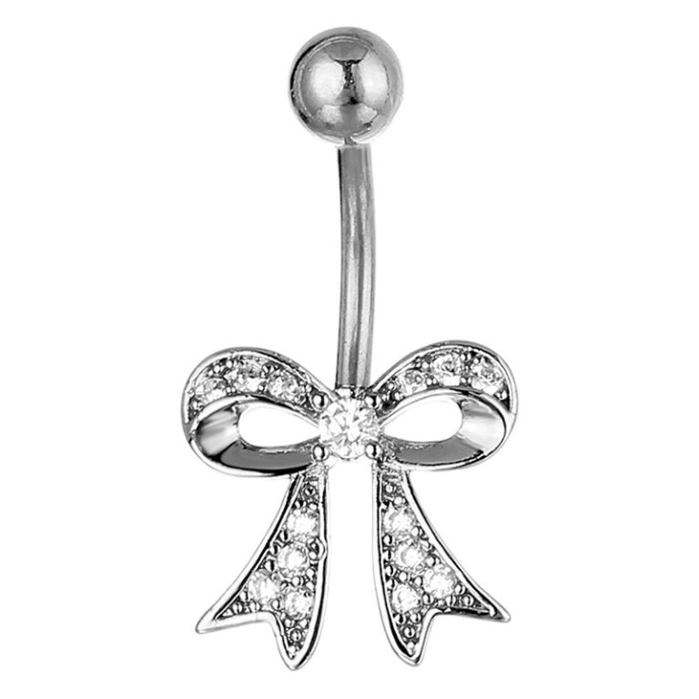 goods European and American human body piercing zircon navel ring bow navel buckle perforated navel nail