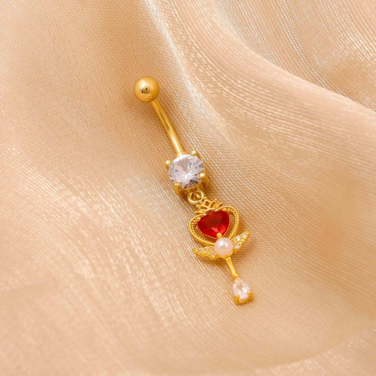 Factory direct supply love copper Hao stone inlaid umbilical buckle niche temperament high sense umbilical nail fashion personality umbilical ornaments wholesale - Image 3