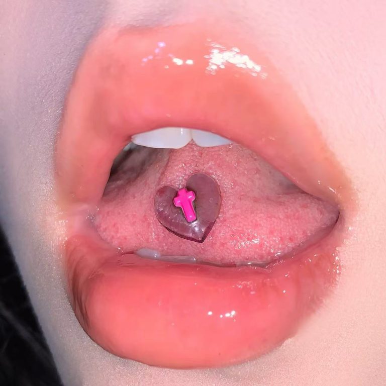 Acrylic love cross tongue nail 1.6 thick new personalized tongue nail
