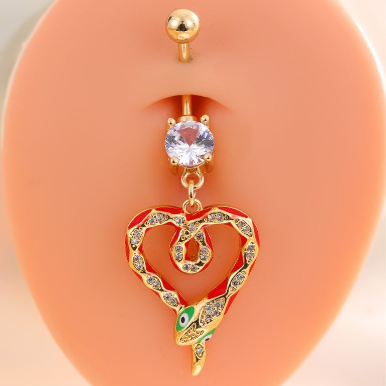 Personalized Fashion Animal Zircon Hollow Snake Belly Button Jewelry Light Luxury Tail Biting Snake Diamond Shiny Nail - Image 3