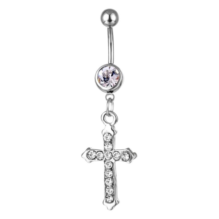 commodity hot-selling puncture jewelry stainless steel nail diamond cross pendant belly button belly button ring