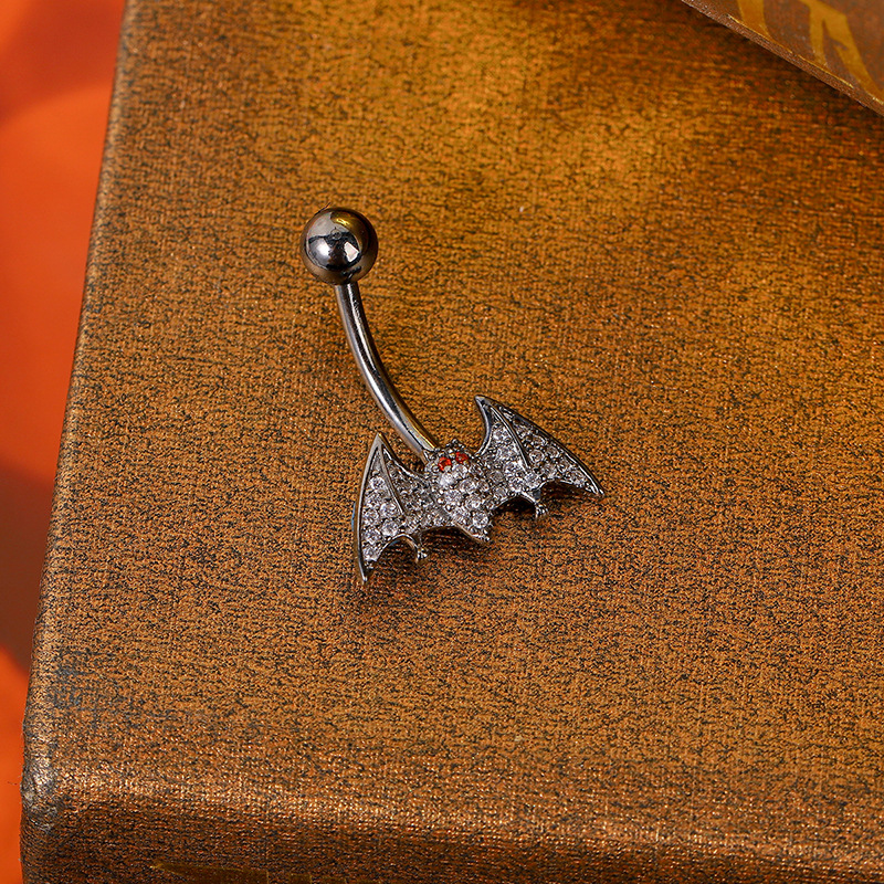 New creative Net Red fashion bat navel jewelry niche high-grade light luxury navel buckle copper white stone inlaid navel nail jewelry - Image 4