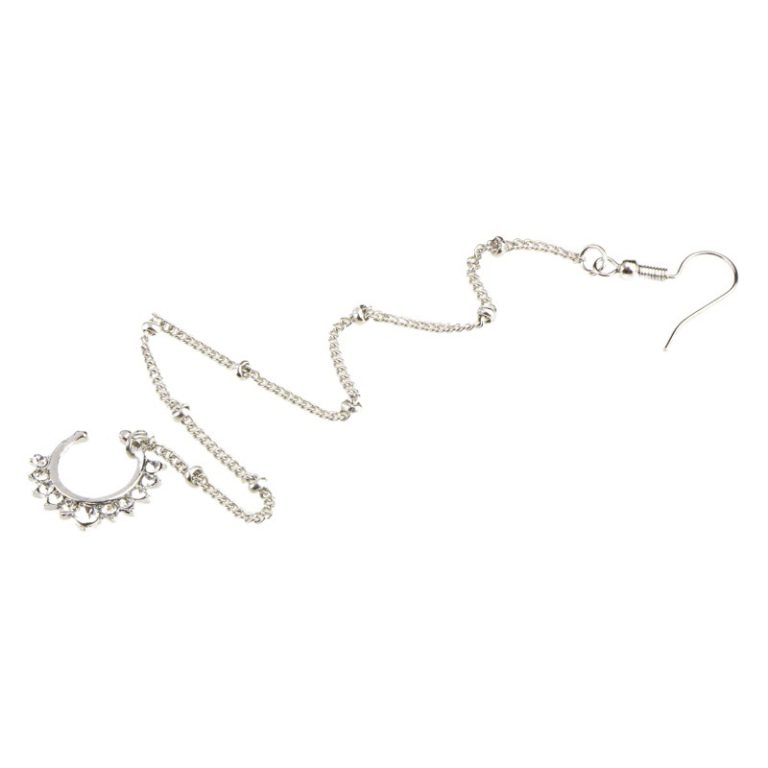 European and American piercing jewelry U word fan-shaped chain nose ring fake nose ring chain chain earrings nose chain