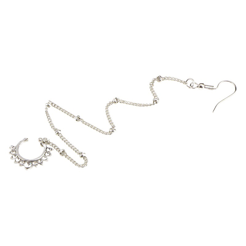 European and American piercing jewelry U word fan-shaped chain nose ring fake nose ring chain chain earrings nose chain
