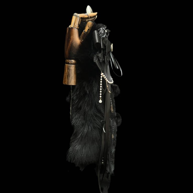 Original handmade black gold bow bell fur ball 40CM Fox real fur tail butt plug smsex toys back court - Image 4