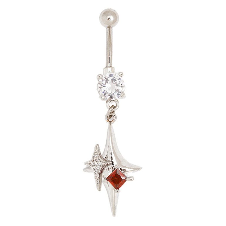 Amazon new style copper white stone inlaid navel buckle European and American fashion creative star navel nail personality niche temperament pendant