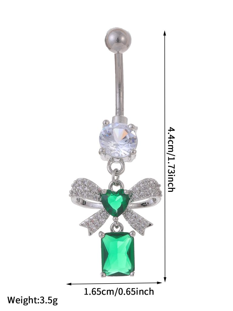 Fashion Diamond-encrusted Shiny Navel Nail Body Piercing Navel Jewelry Bow Stainless Steel Navel Nail - Image 6