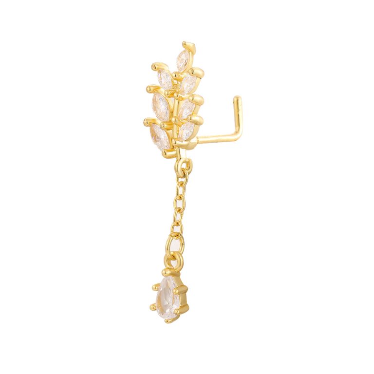 European and American fashion copper inlaid zircon body piercing nose star gecko nose nail - Image 11