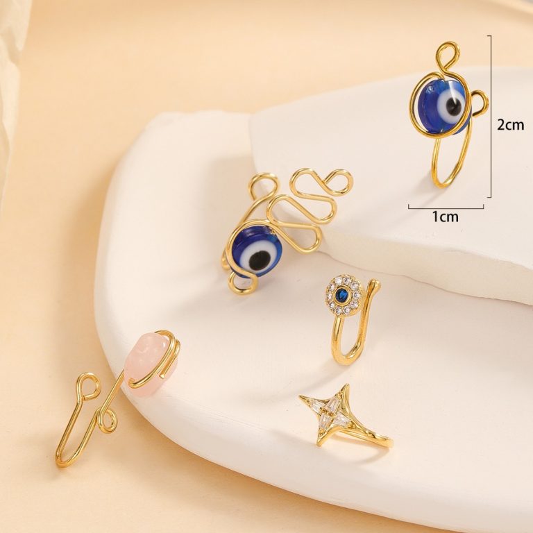 Factory direct supply new luxury niche high sense nose clip copper Hao stone inlay fashion sexy turbinate nose ornaments wholesale - Image 3