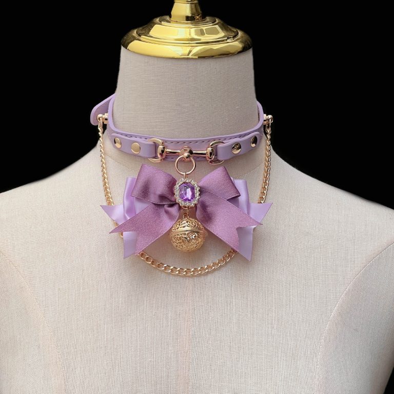 Wisteria Flower smsexy collar traction out training nipple clamp punishment 40CM purple fox tail butt plug - Image 4