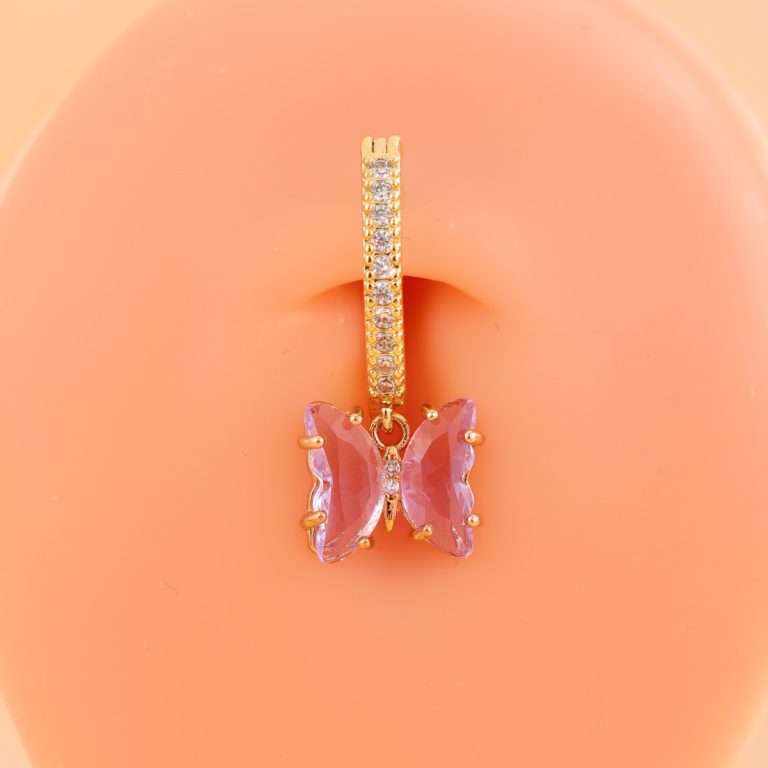 European and American Hot All-match Crystal Butterfly Copper Zircon Navel Ring Navel Buckle Piercing Jewelry - Image 4